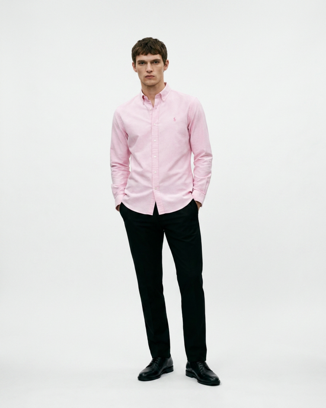 Men's Pink Formal Shirt & Black Trouser Combo