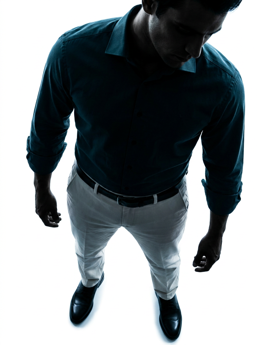 Men's Dark Green Formal Shirt & Cream Trouser Combo