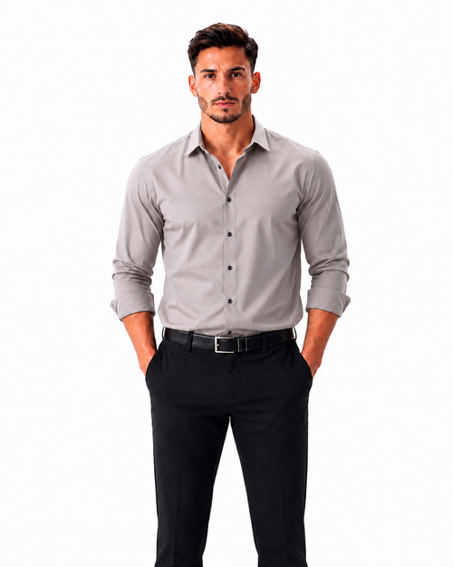 Men's Premium Stone Grey Slim Fit Formal Shirt