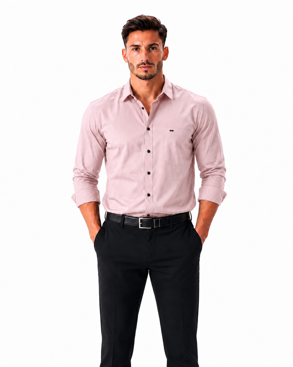 Men's Light Pink Cotton Blend Formal Shirt