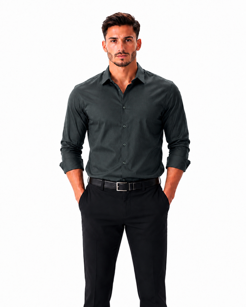 Men's Premium Solid Charcoal Green Formal Shirt