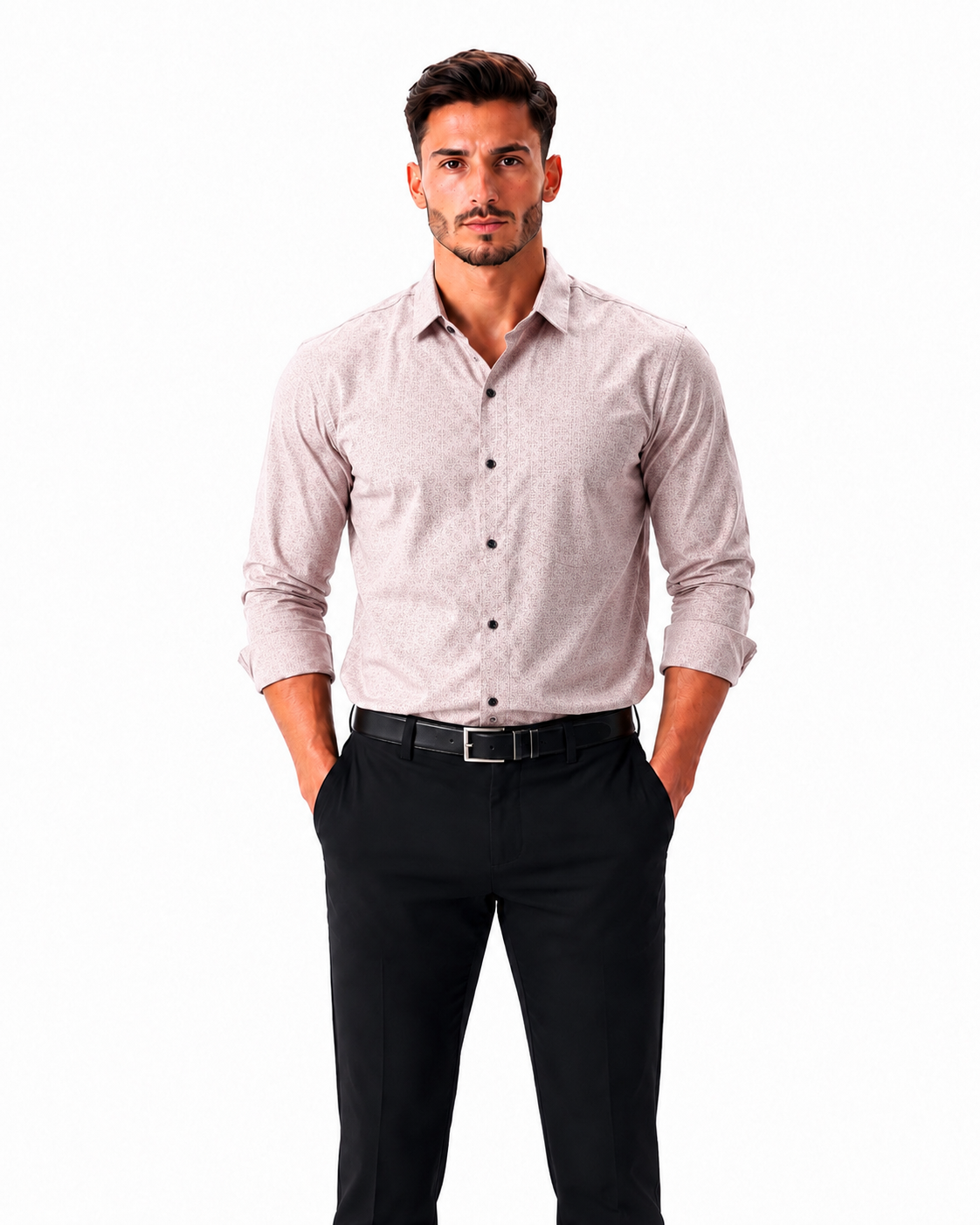 Men’s Premium Printed Formal Shirt – Light Pink