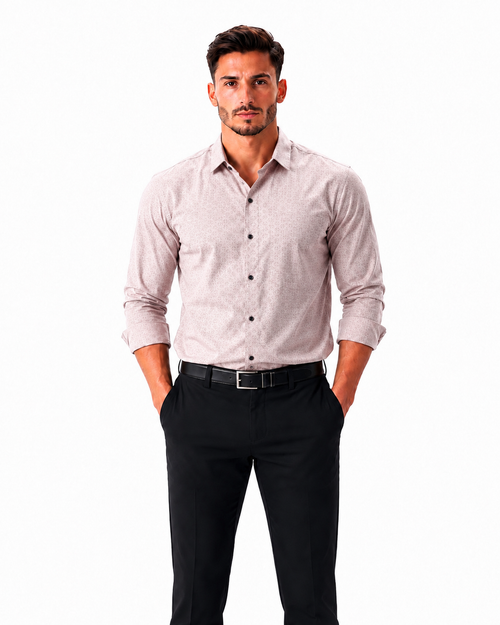 Men’s Premium Printed Formal Shirt – Light Pink