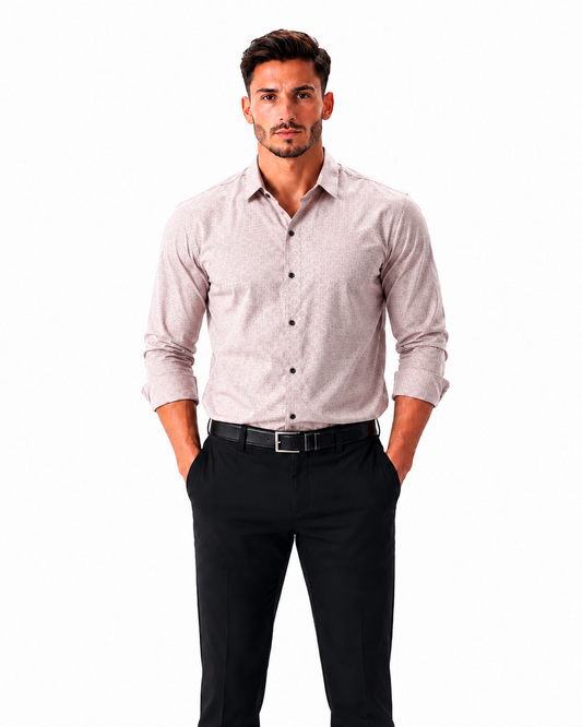 Men’s Premium Printed Formal Shirt – Light Pink