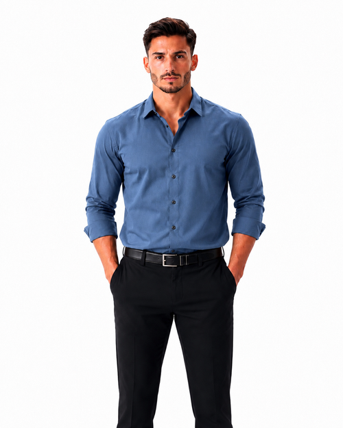 Premium Solid Blue Formal Shirt | Full Sleeve Slim Fit Shirt