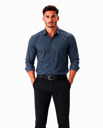 Premium Navy Blue Formal Shirt | Full Sleeve Slim Fit Shirt