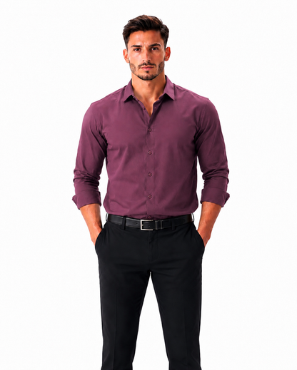 Premium Slim Fit Maroon Formal Shirt