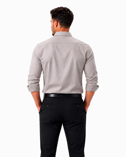 Men's Premium Stone Grey Slim Fit Formal Shirt