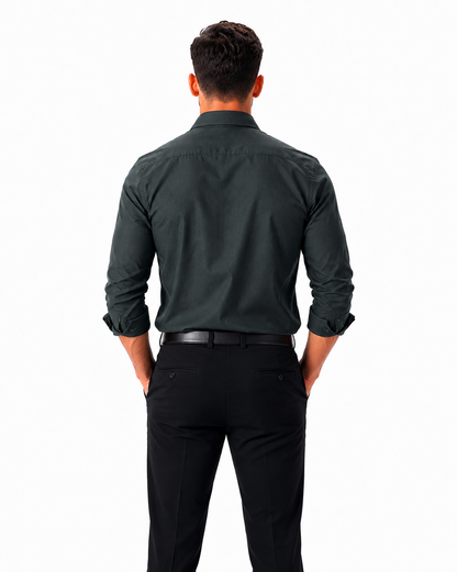Men's Premium Solid Charcoal Green Formal Shirt