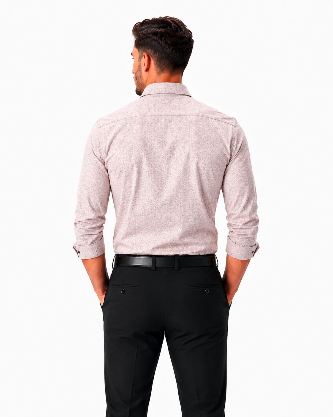 Men’s Premium Printed Formal Shirt – Light Pink