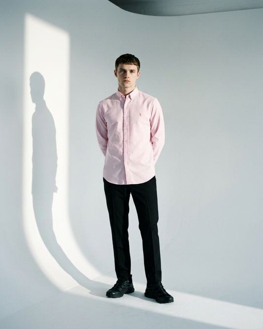 Men's Pink Formal Shirt & Black Trouser Combo
