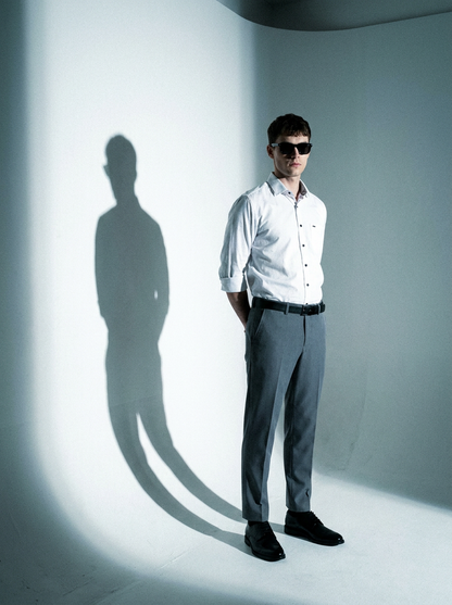 Men's White Formal Shirt & Grey Trouser Combo