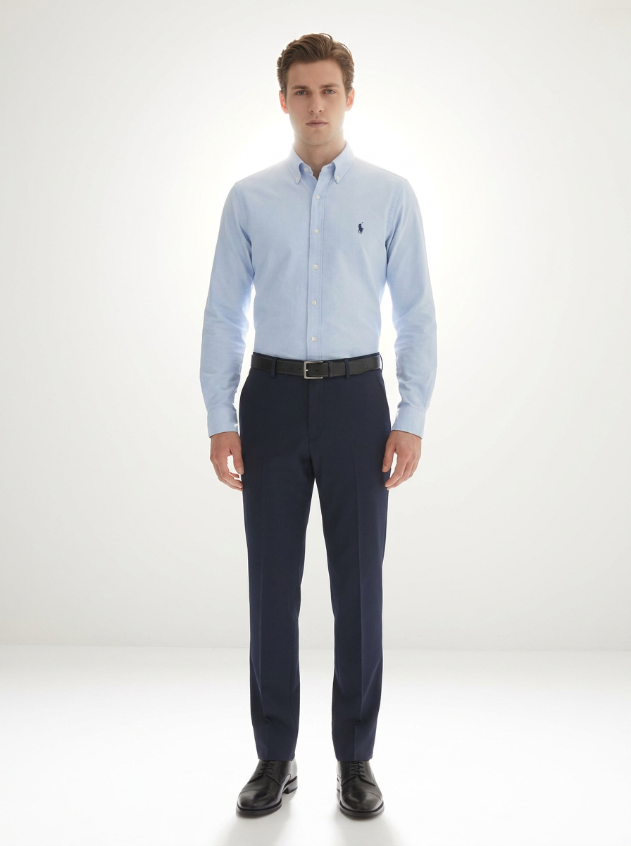 Men's Light Blue Formal Shirt & Navy Blue Trouser Combo