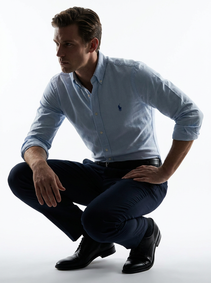 Men's Light Blue Formal Shirt & Navy Blue Trouser Combo