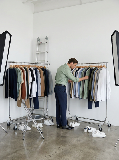 Men's Light Green Formal Shirt & Navy Blue Trouser Combo
