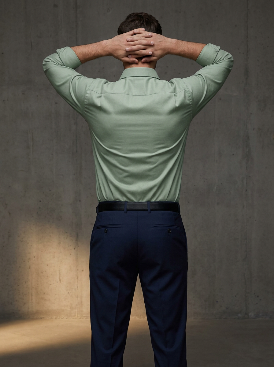 Men's Light Green Formal Shirt & Navy Blue Trouser Combo